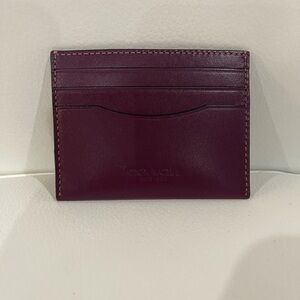 Coach Dark Burgundy Wine Leather Card Holder